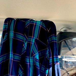 Blue teal red flannel  long sleeve